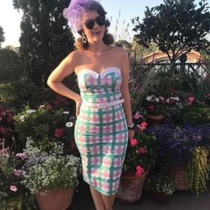 Collectif Mainline Monica Candy Gingham Pencil Dress